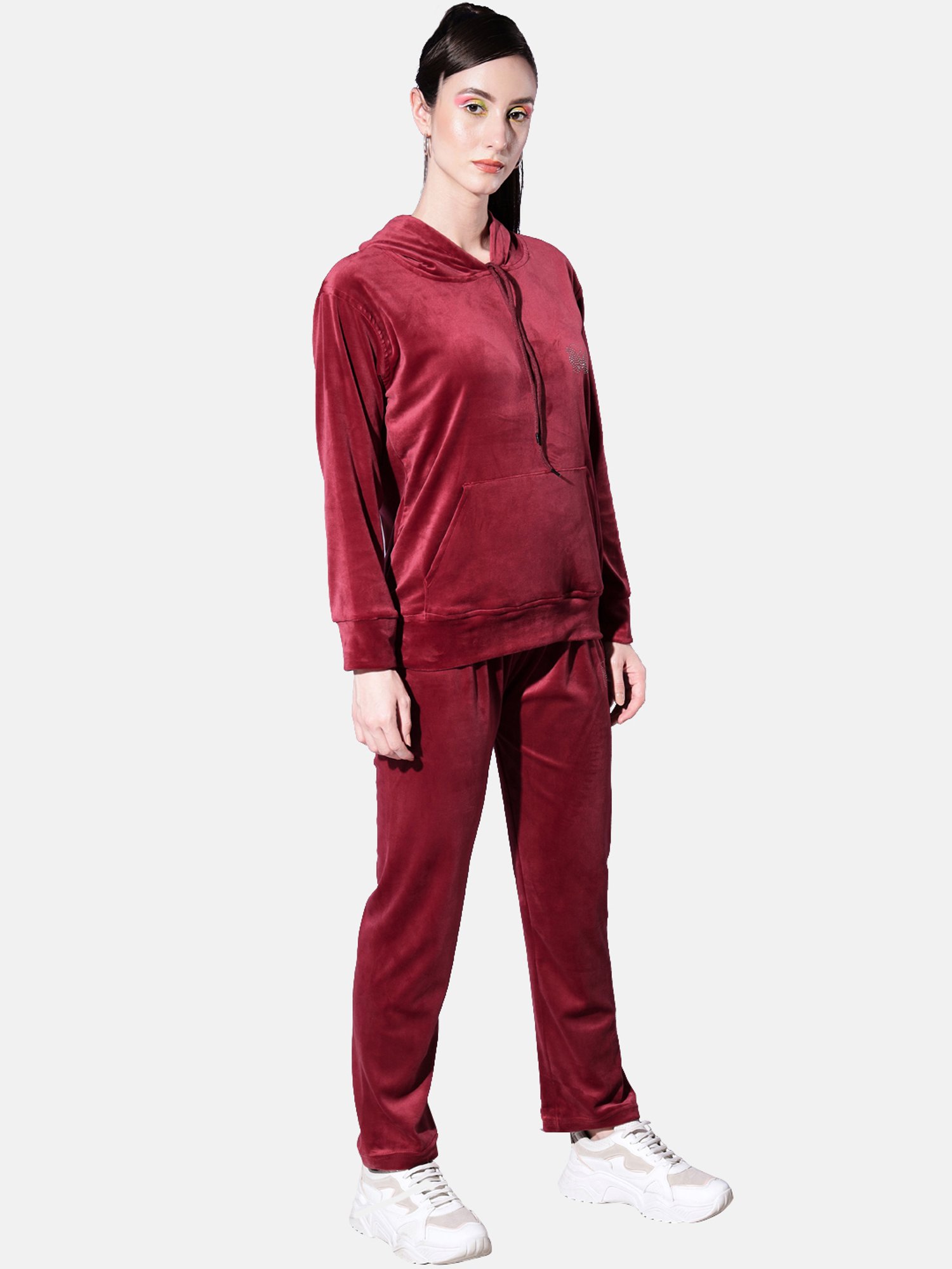 BUYNEWTREND Maroon Regular Fit Sports Tracksuit