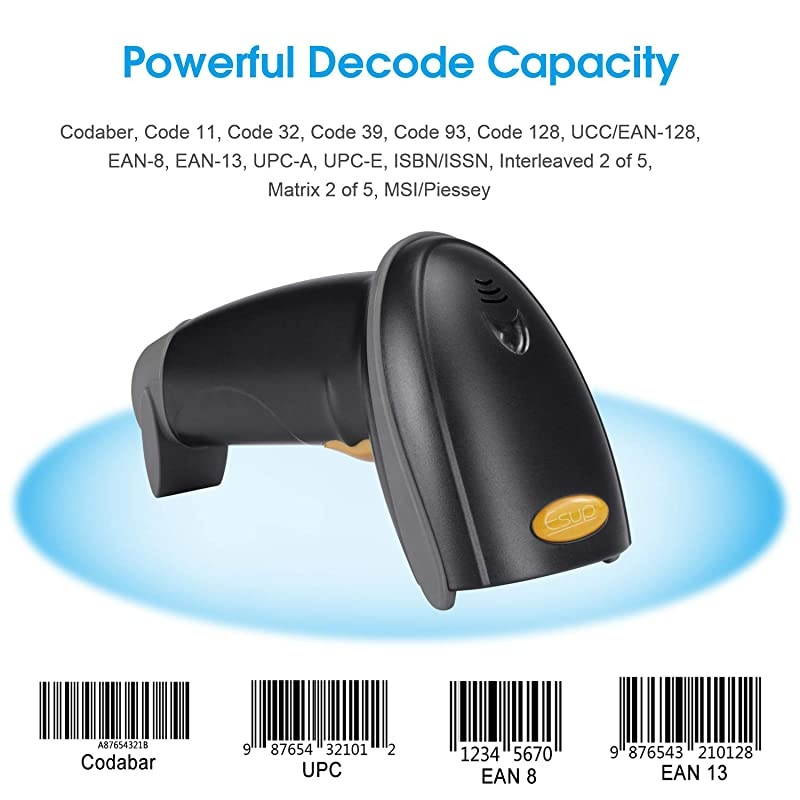 Barcode Scanner with Stand USB Barcode Scanner Wired Handheld Laser Barcode Reader with Adjustable Stand