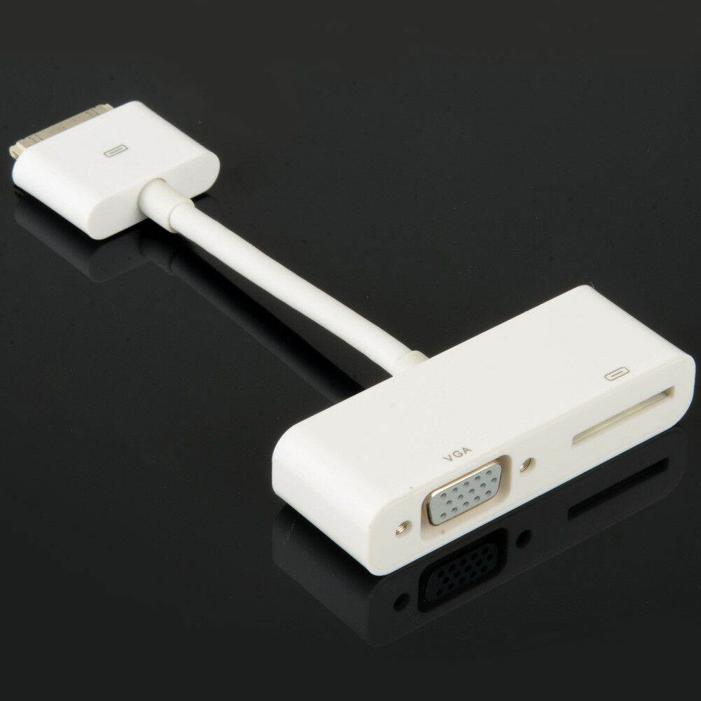 White ABS 30pin Digital AV Adapter To VGA Fit For iPhone 4 4S iPod iPad 2 3