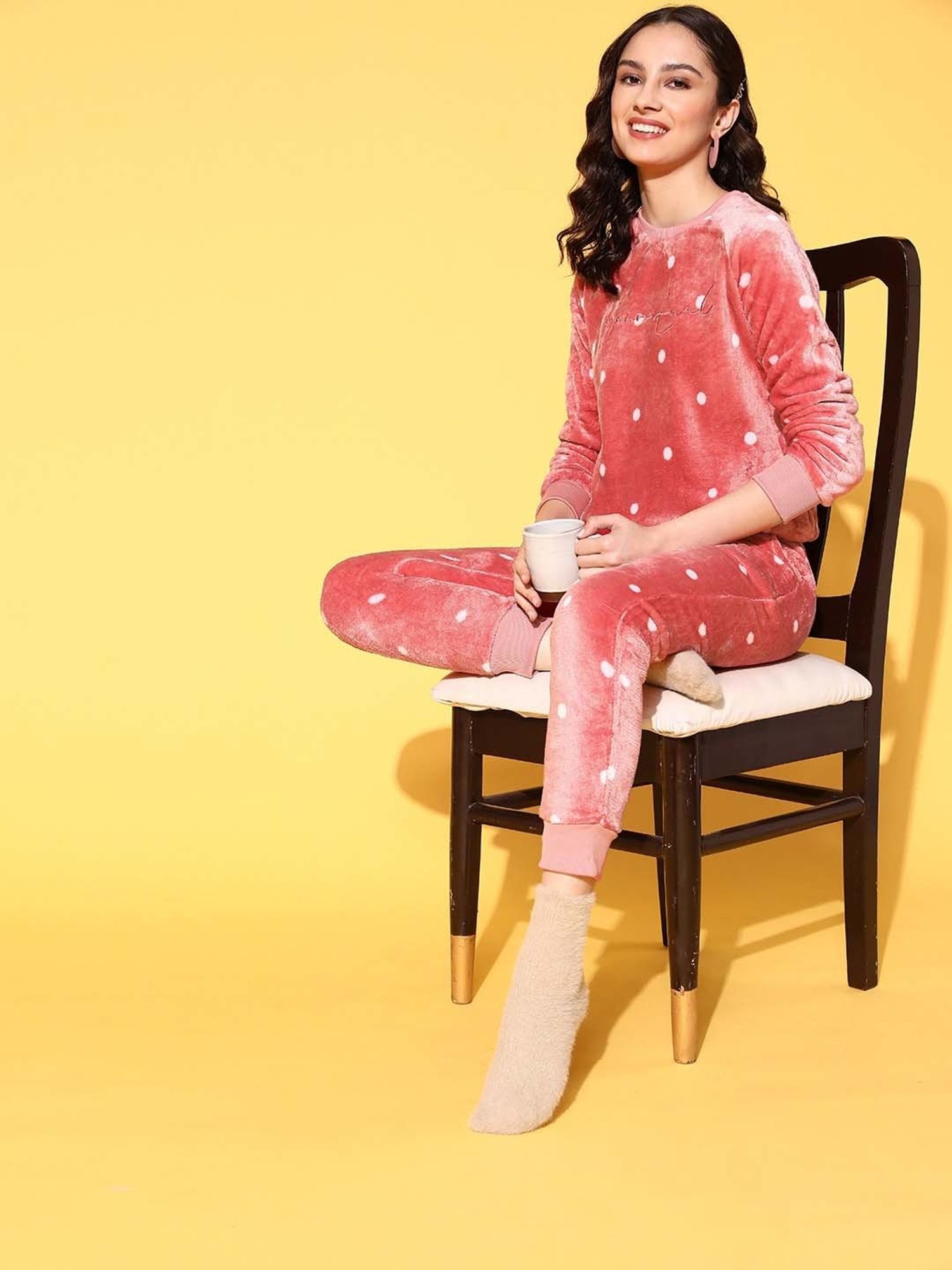 Sweet Dreams Pink Printed Sweatshirt Pyjamas Set