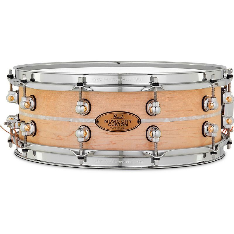 Pearl Music City Custom Solid Shell Snare Maple with Nicotine Marine Inlay 14 x 5 in.
