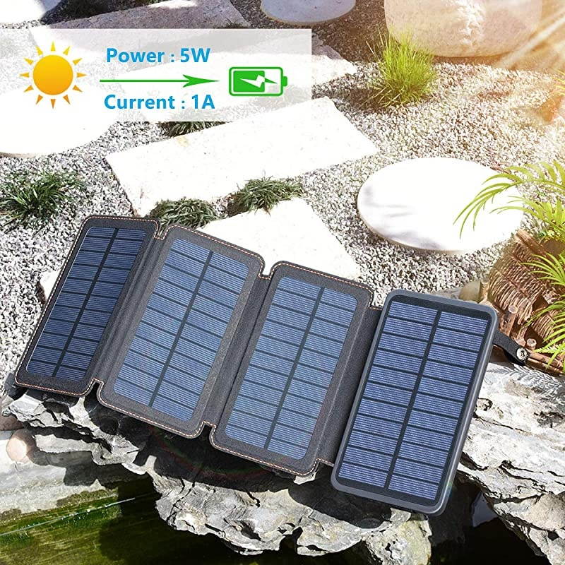 Solar Charger 25000mAh  Rainproof Power Bank with 4 Solar Panels Portable Battery Pack for iPhone, Samsung, Tablets and Smartphone