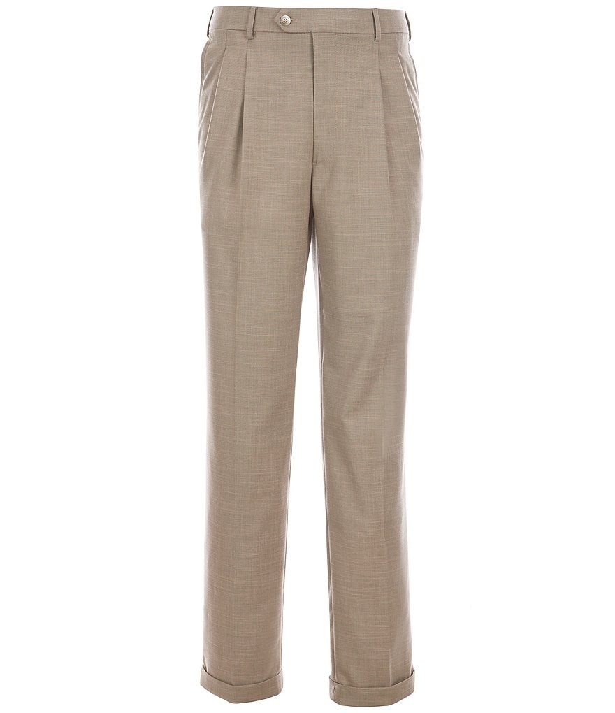 Roundtree & Yorke TravelSmart Ultimate Comfort Easy Care Sharkskin Pleated Dress Pants
