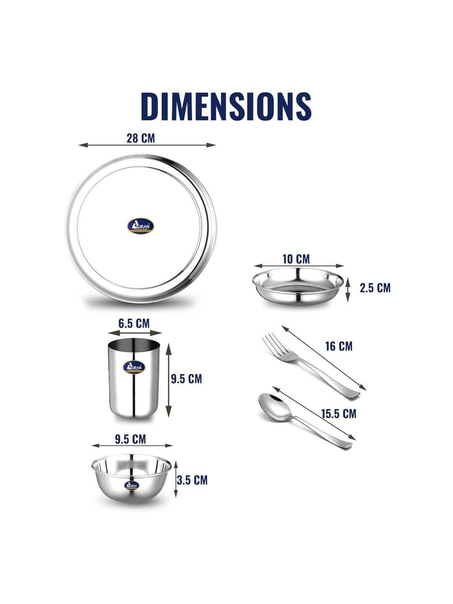 Airan Silver Stainless Steel 36 Pcs Dinner Set