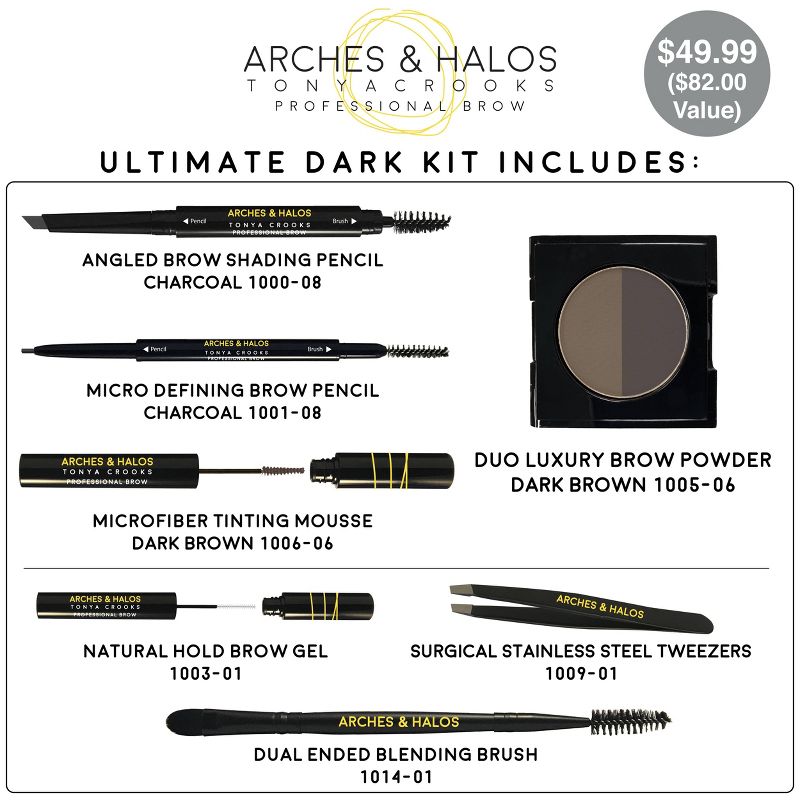 Arches & Halos Ultimate Brow Hero Kit Dark - 7pc