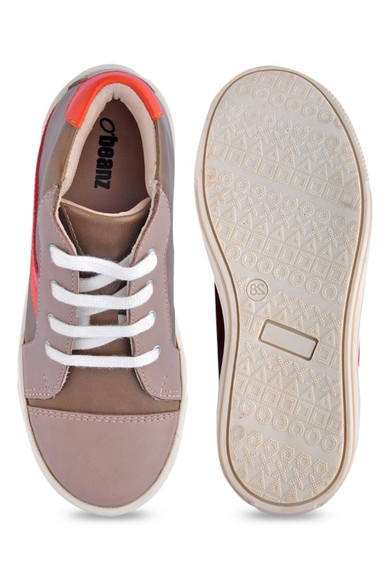 Beanz Kids Fury Mid Cut Brown & Blush Pink Sneakers