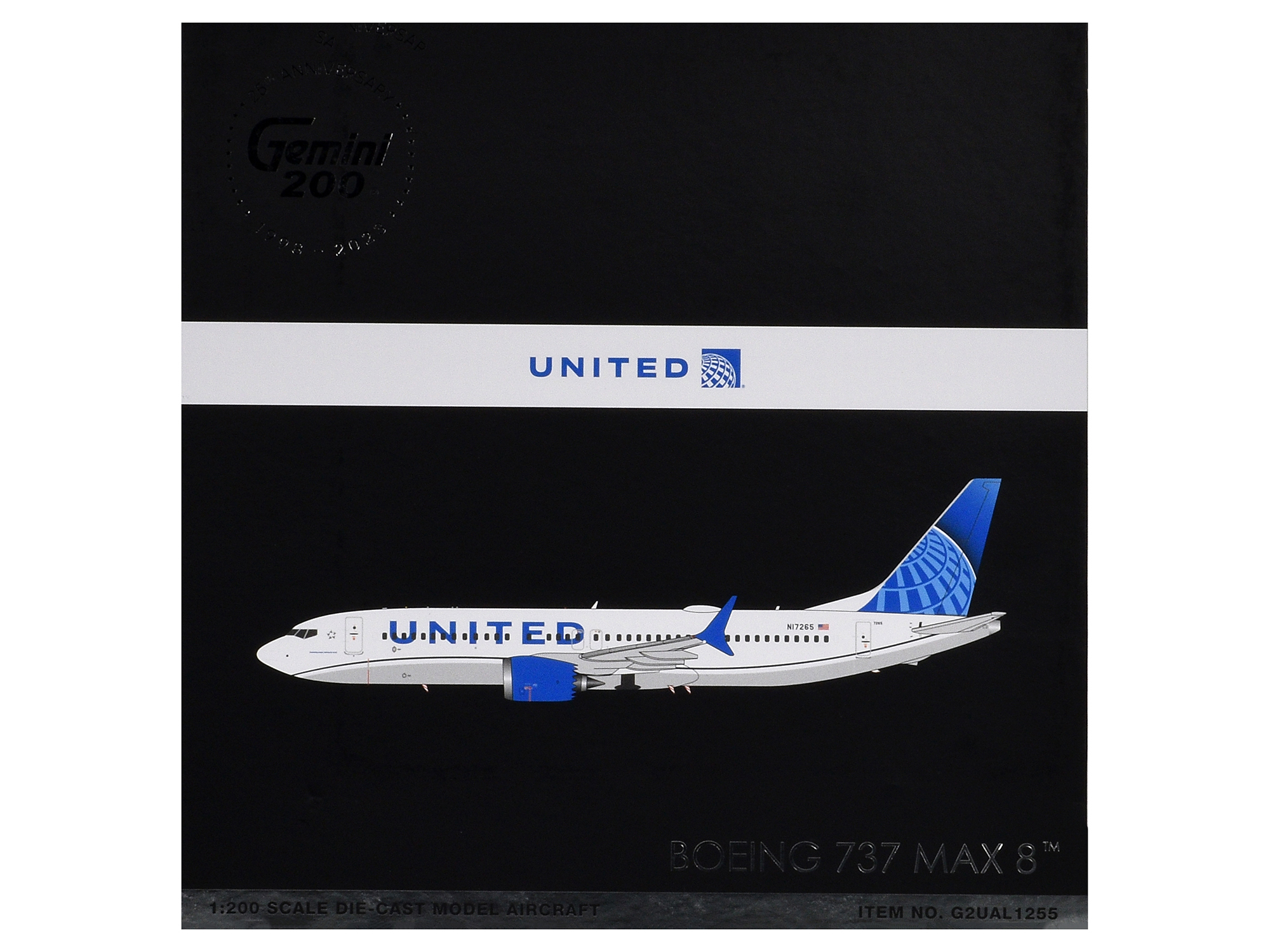 Boeing 737 MAX 8 Commercial Aircraft "United Airlines" (N17265) White with Blue Tail "Gemini 200" Series 1/200 Diecast Model Airplane by GeminiJets