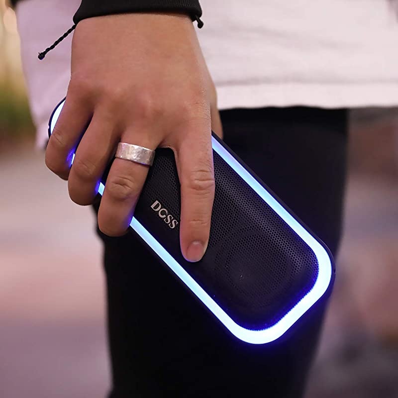 Bluetooth Speakers  SoundBox Pro Portable Wireless Bluetooth Speaker with 20W Stereo Sound Active Extra Bass Wireless Stereo Pairing Multiple Colors Lights IPX5 20 Hrs Battery Life Black