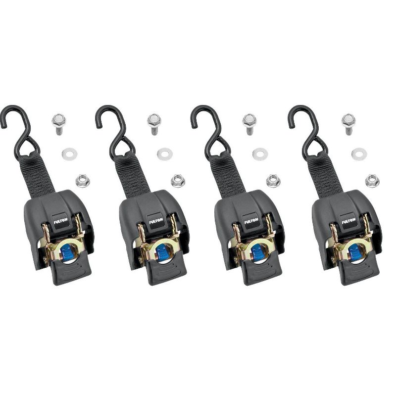 Fulton 2 x 43" Zinc Transom Retractable Ratchet Boat Tie Down Straps (4 Straps)