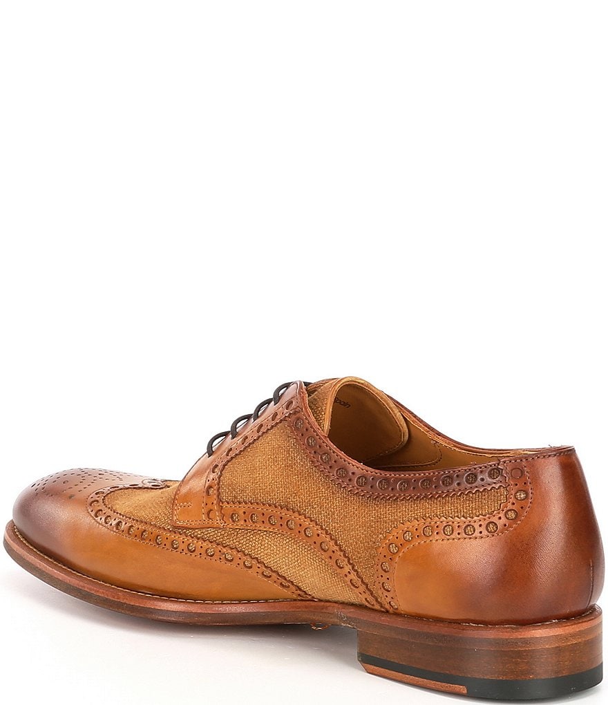 Magnanni Men's Asturia Leather and Linen Wingtip Oxfords