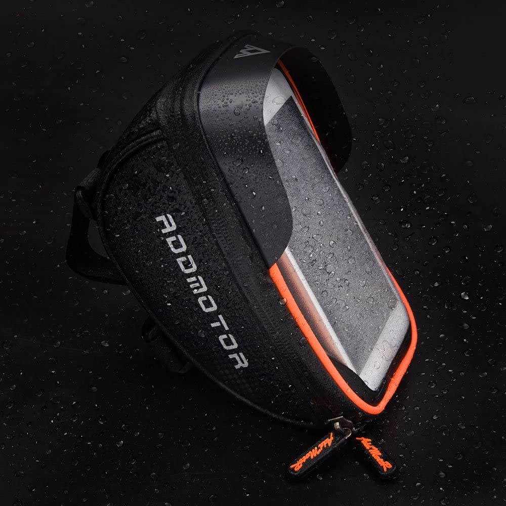 Addmotor Waterproof Bicycle Bike Handlebar Frame Phone Bag Cycling Touch Screen Pouch Case Package Mobile Phone Holder Stand Mount Cover, Black