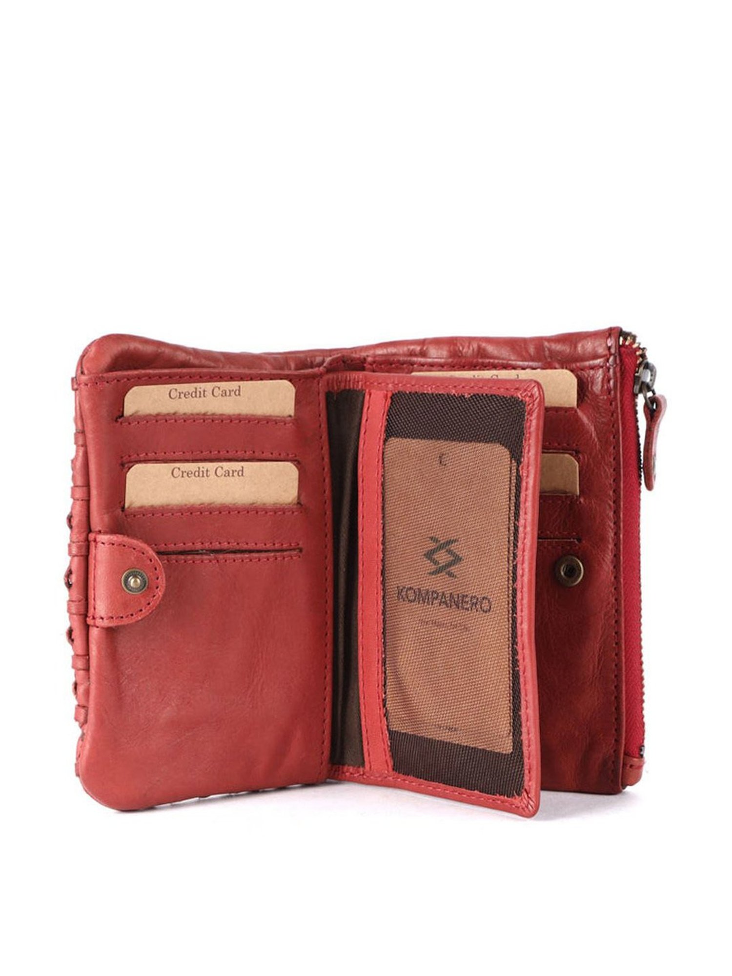 KOMPANERO Levi Red Leather Textured Wallet