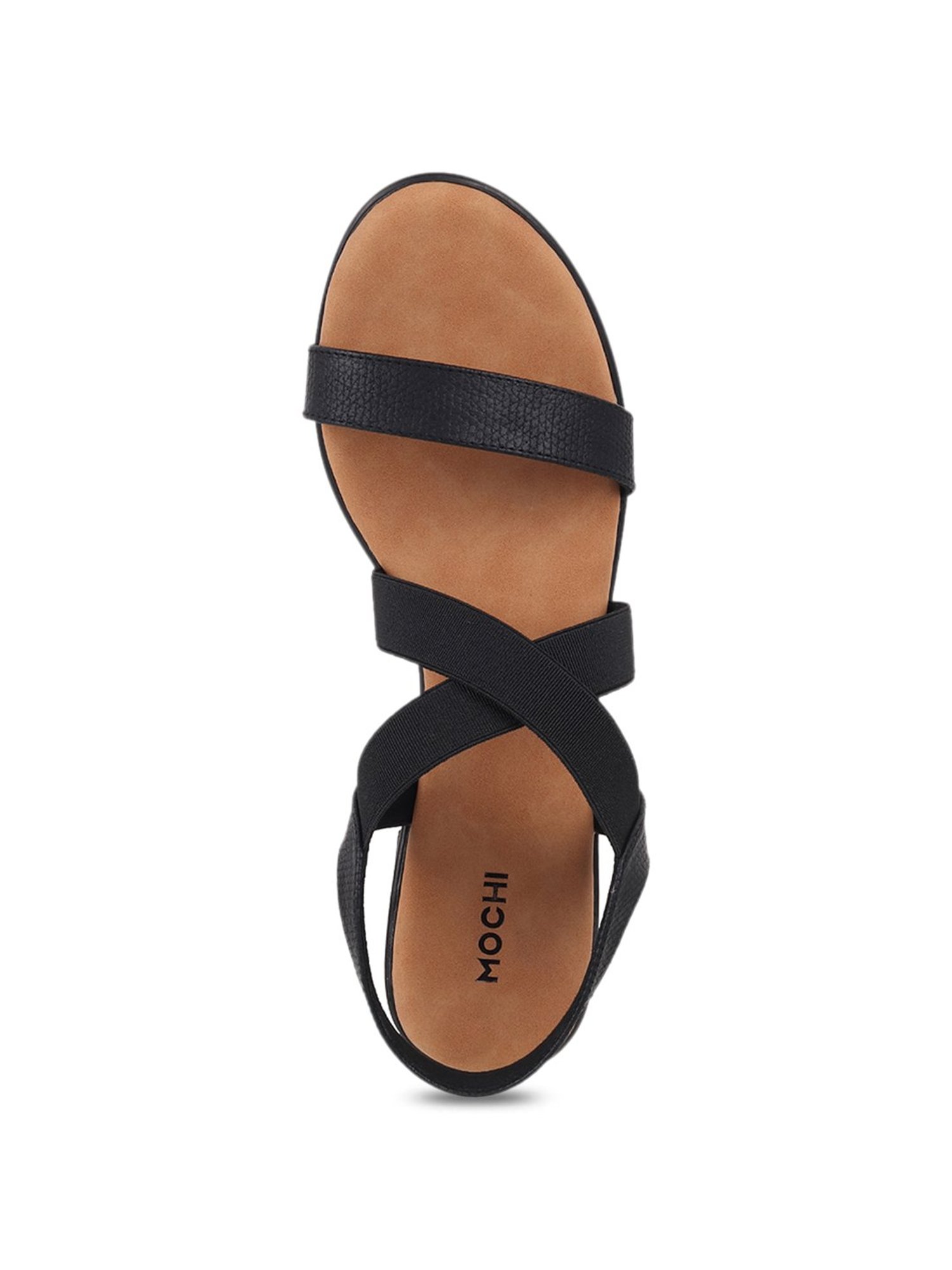 Mochi Women's Black Sling Back Sandals