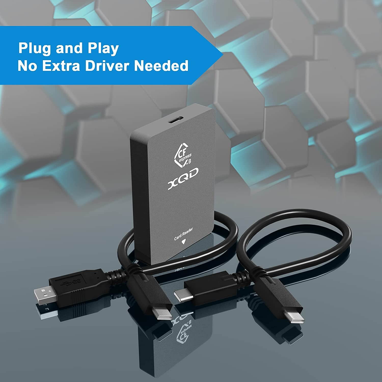 CFexpress Type B XQD Card Reader USB 3.1 Gen 2 10Gbps CFexpress XQD Reader Portable Aluminum CFexpress Card Adapter for CFexpress Type B Card and Sony G/M Series, Lexar 2933x/1400x USB Mark XQD Card