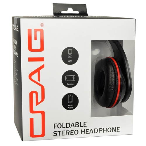 Craig CHP5008-BK Foldable Stereo Headphones w/3.5mm Plug (Black)