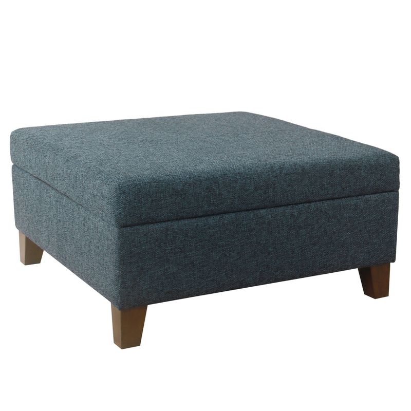 32" Luxury Square Storage Ottoman Textured Navy - HomePop
