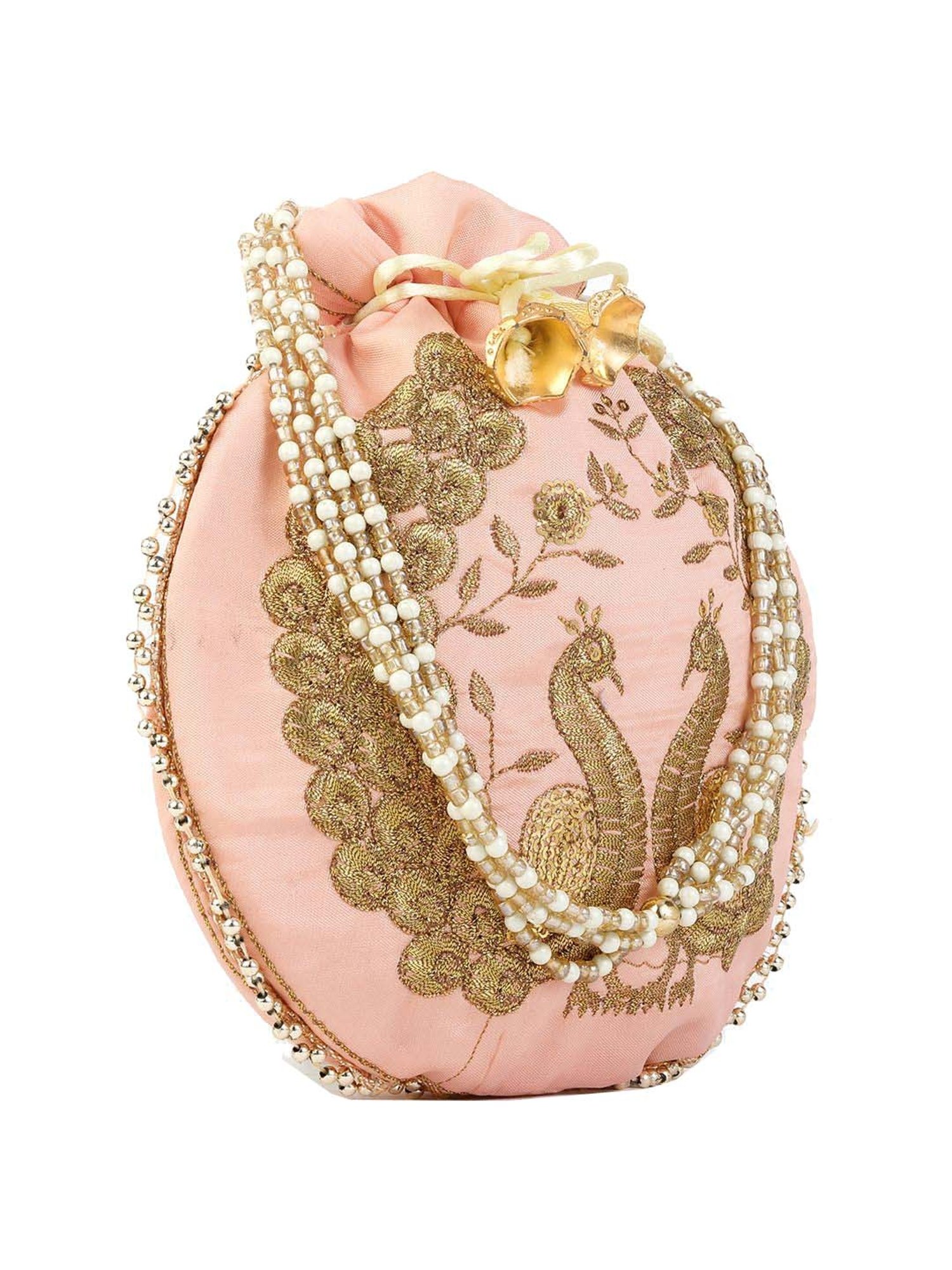 Gaurapakhi Pink Embroidered Potli