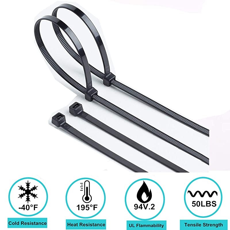 8 Inch Zip Ties, 150 Pieces Durable Adjustable Nylon Wire Ties and 50 Pounds Tensile Strength for Home, Garage, Office, Vegetable Garden,Travel