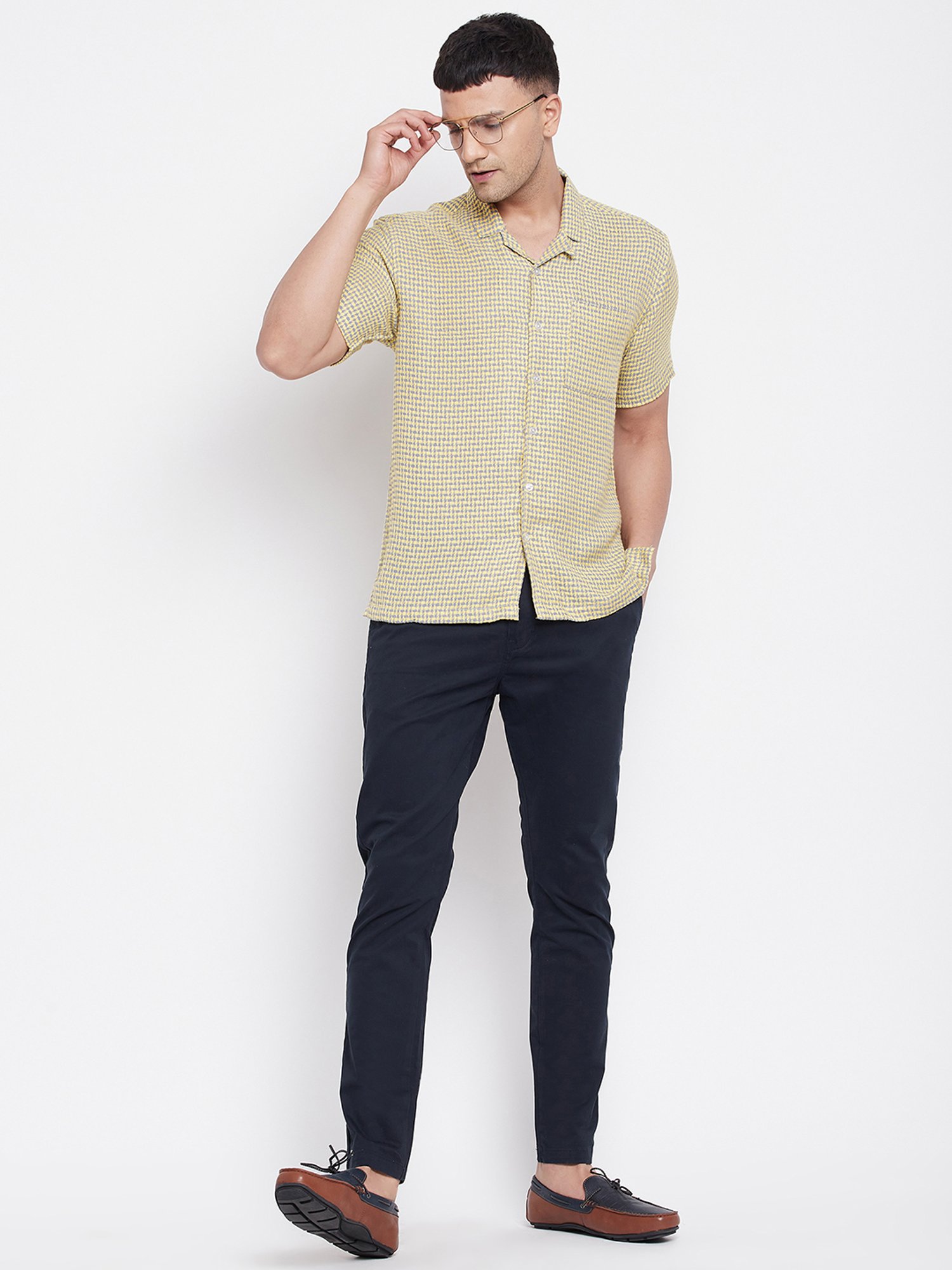 Even Yellow Regular Fit Printed Shirt