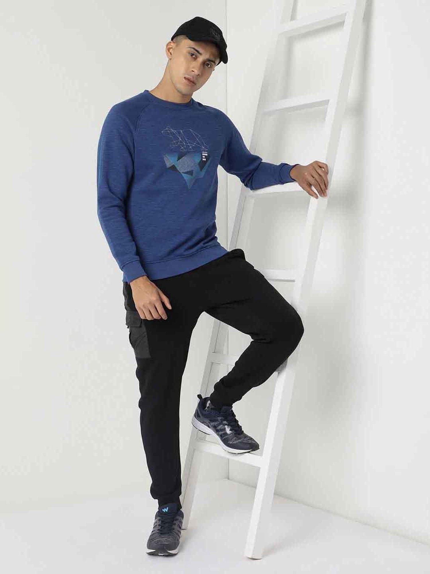 Wildcraft Blue Regular Fit Printed Sweatshirt