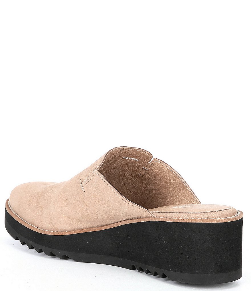 Eileen Fisher Leather Wedge Slide Mules