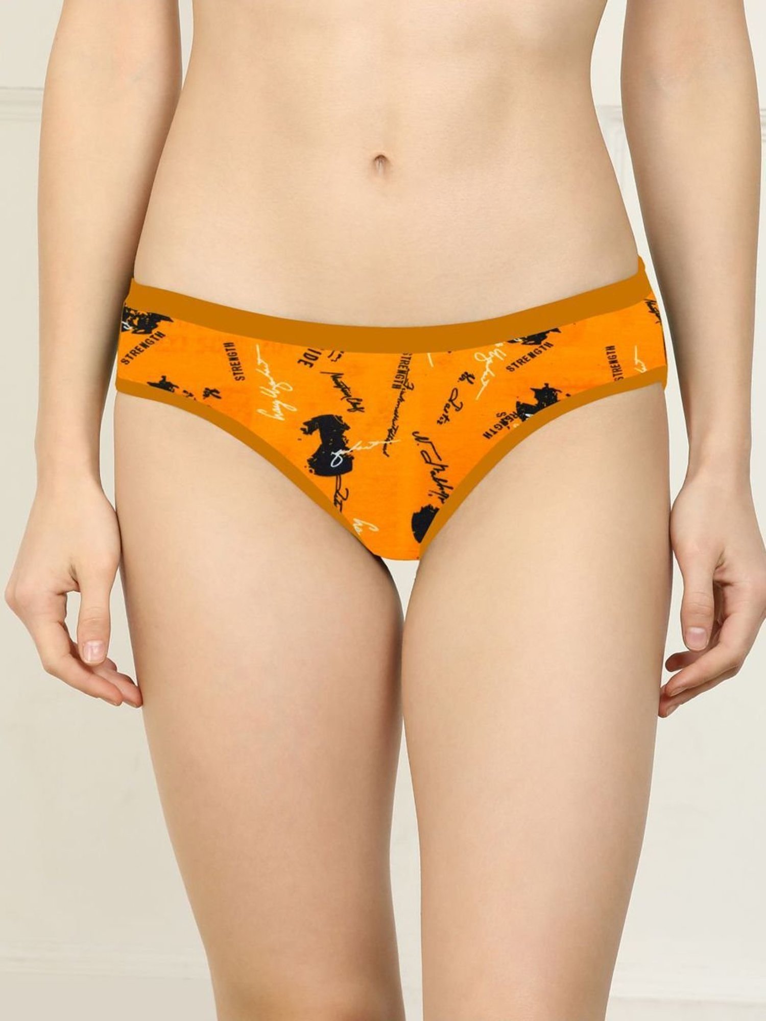 AROUSY Black & Yellow Printed Hipster Panties - Pack Of 6
