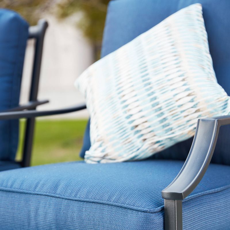 2pc Steel Patio Accent Chairs Blue - Lokatse