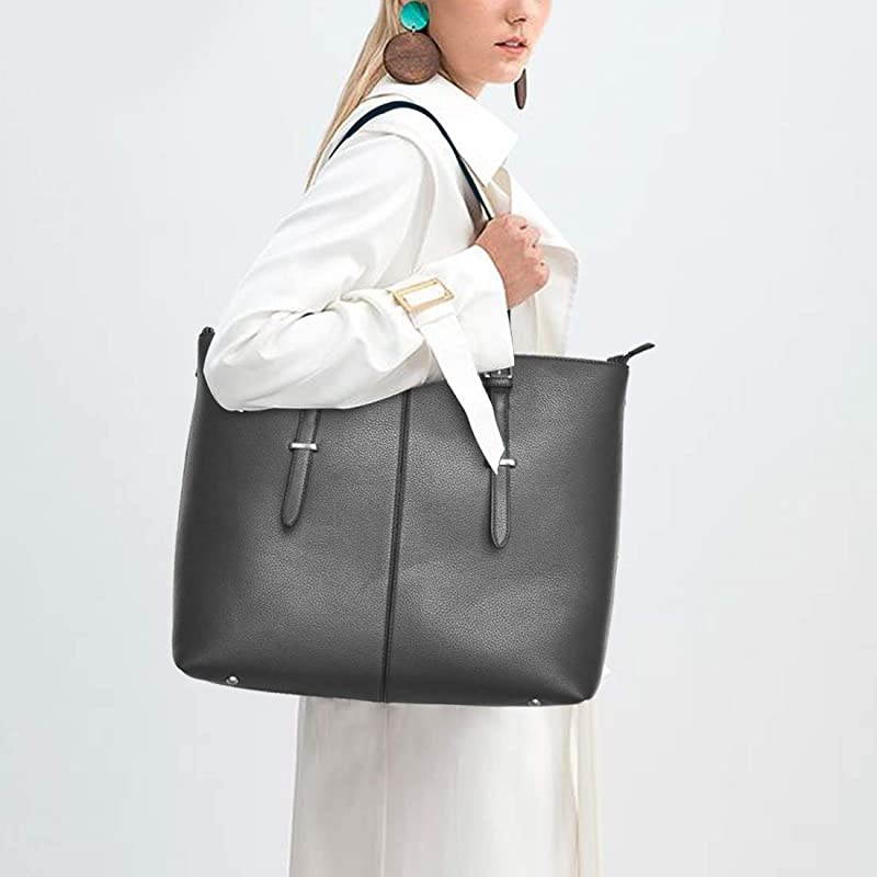 Tote Bag for Women 156 Inch Waterproof Lightweight Leather Computer Bag Women Business Office Work Bag Briefcase Large Travel Handbag Shoulder Bag Grey