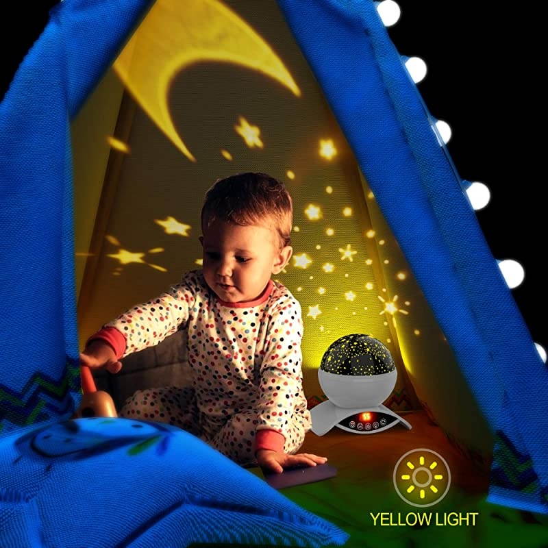 Star Night Light Projector Remote Control and Timer Design Projection Lamp for Kids and Nursery White