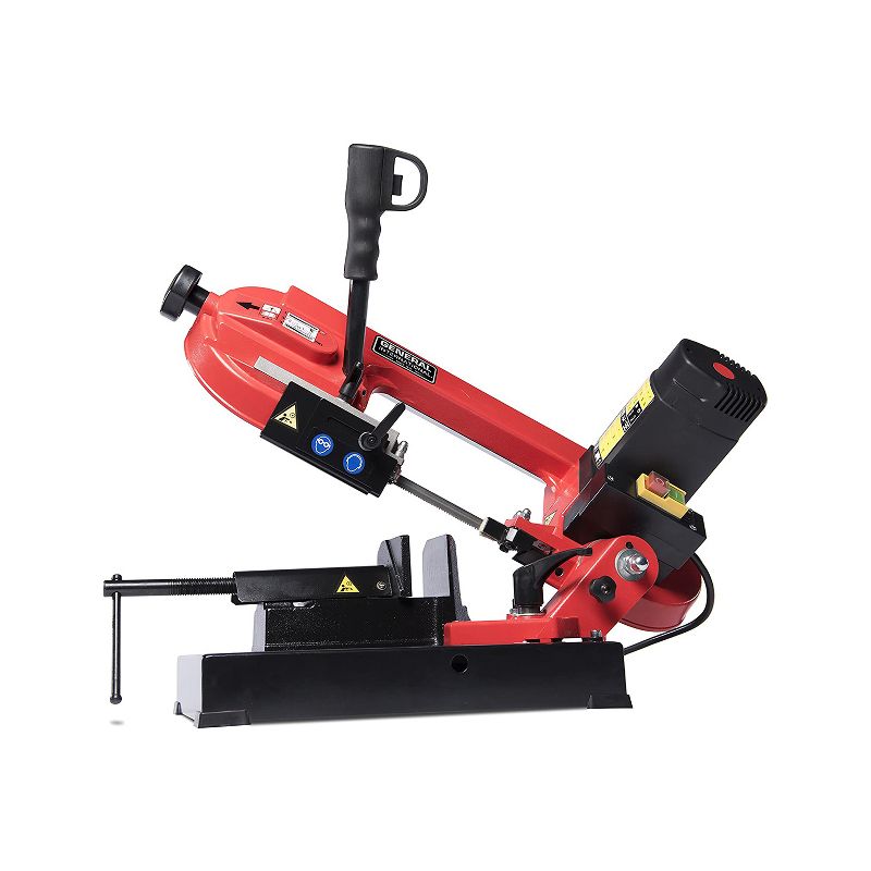 General International BS5202 4" Metal Cutting Bandsaw w/ Cast Iron Vice, Durable Steel Base, & 2 Cutting Speeds for Ferrous & Nonferrous Metals, Red