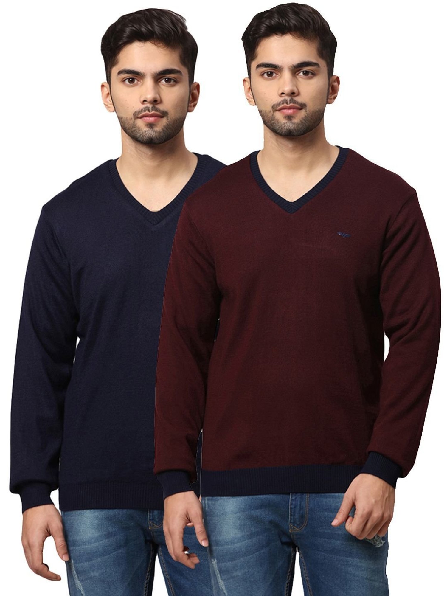 Park Avenue Blue Regular Fit Reversible Sweater