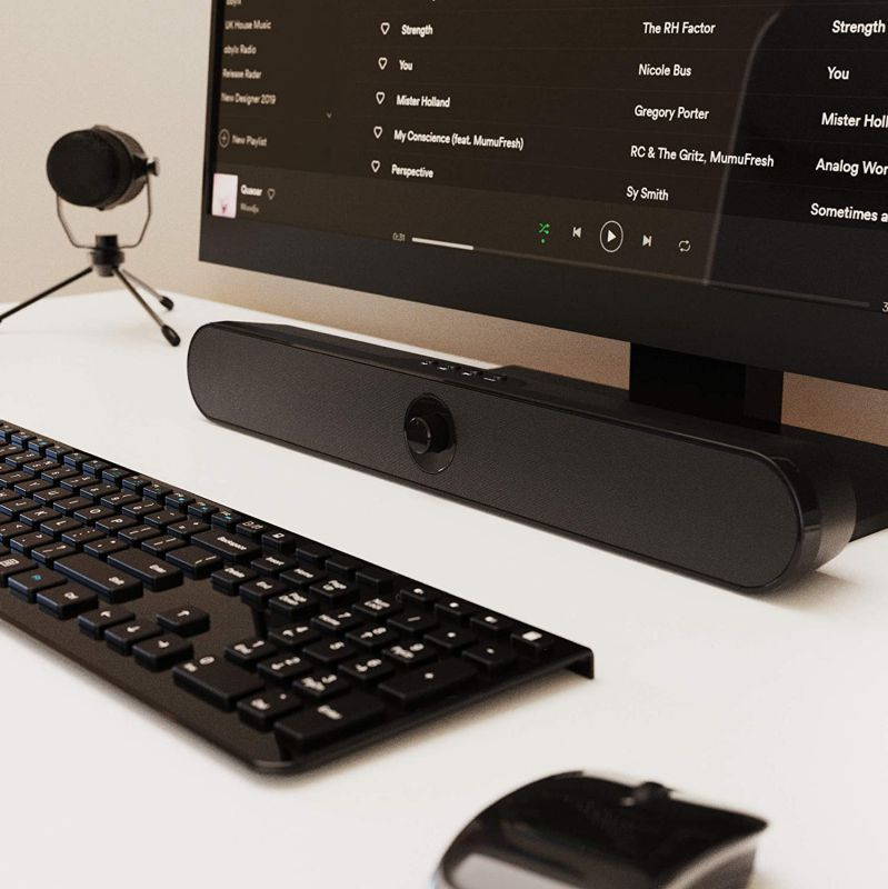 Mini Bluetooth Speaker PC Sound bar, Portable & USB Powered, Perfect for Gaming or Computer Speakers/PC Speakers for Desktop Computer or Monitor, 3.5mm Jack, Micro SD Card Slot, USB