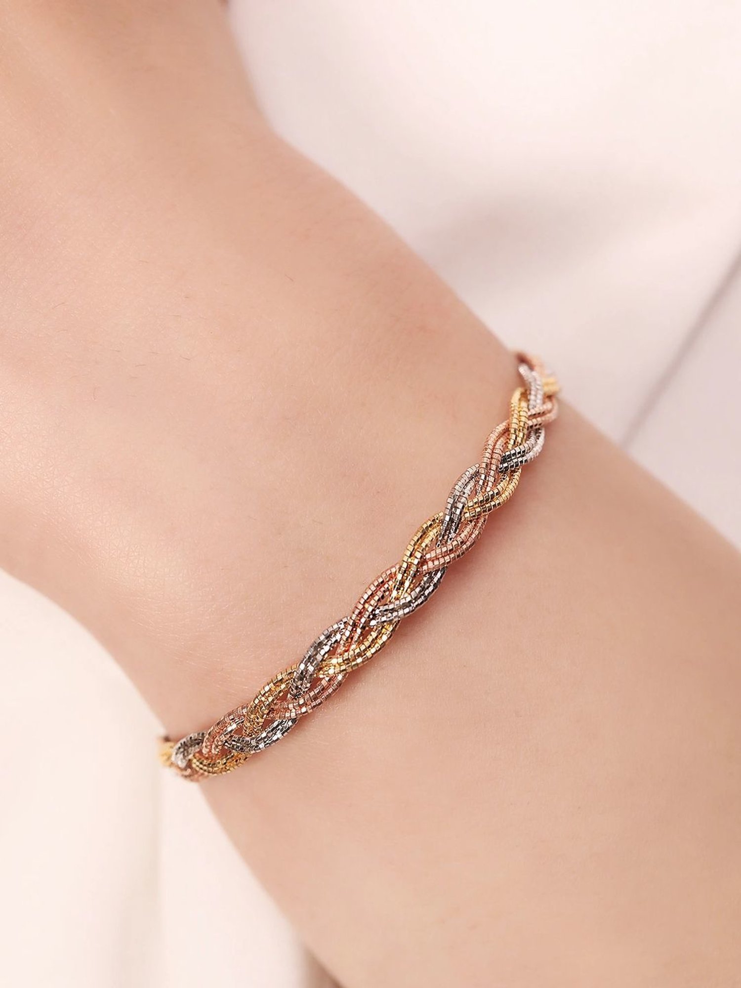 Zavya Tri-Tone Tapestry 925 Sterling Silver Weave Bracelet