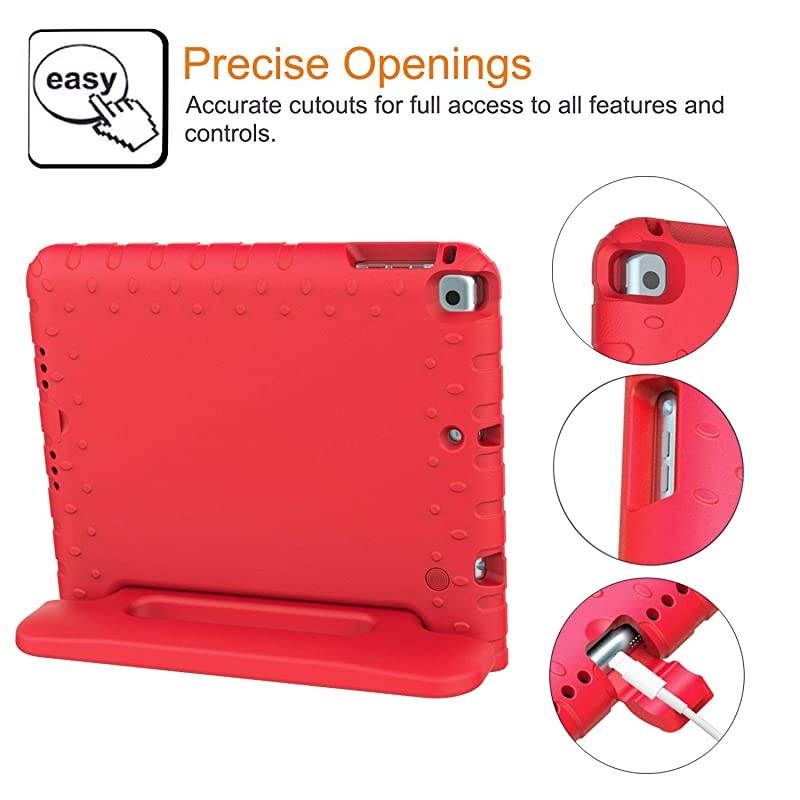 Kids Case for iPad 97 20172018 iPad Air 2 Light Weight Shock Proof Convertible Handle Stand Friendly Kids Case for 97inch iPad 5th 6th Gen iPad Air 1 iPad Air 2 Red