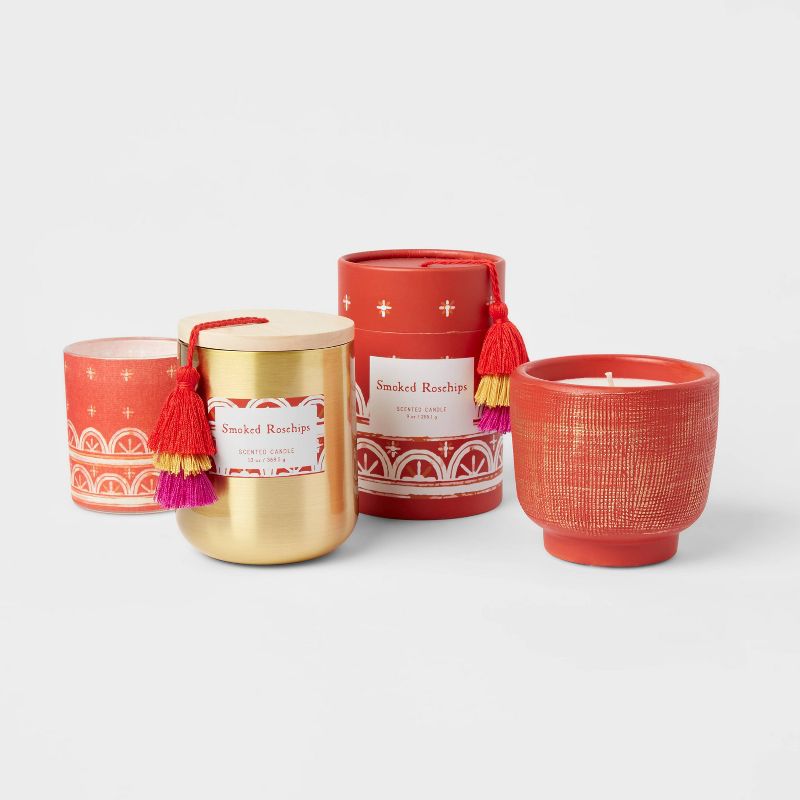 5oz Global Paper Wrapped Glass Smoked Rosehips Candle - Opalhouse™