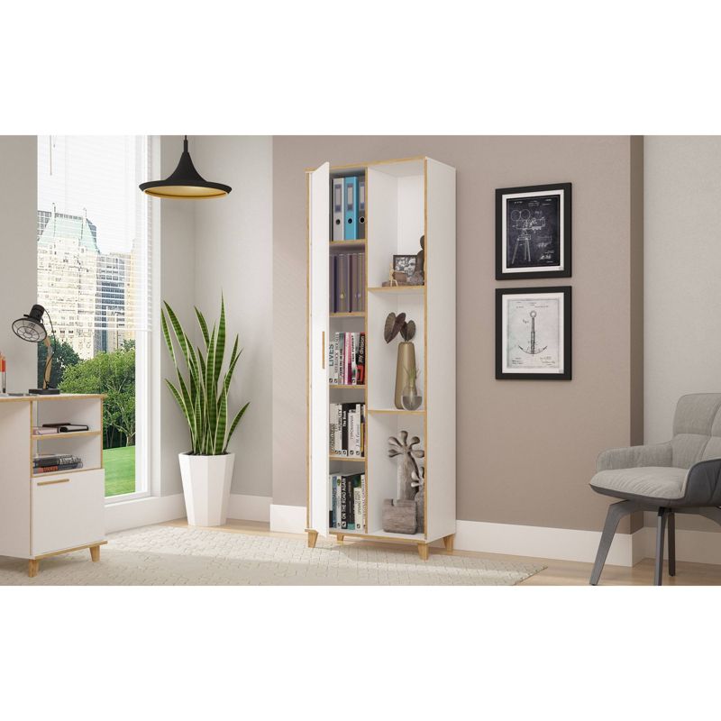 Minetta 8 Shelf Mid Century China Storage Closet White - Manhattan Comfort