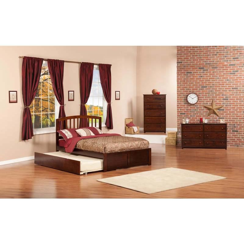 Richmond Full Flat Panel Foot Board w/ Urban Trundle Antique Walnut - Atlantic Furniture