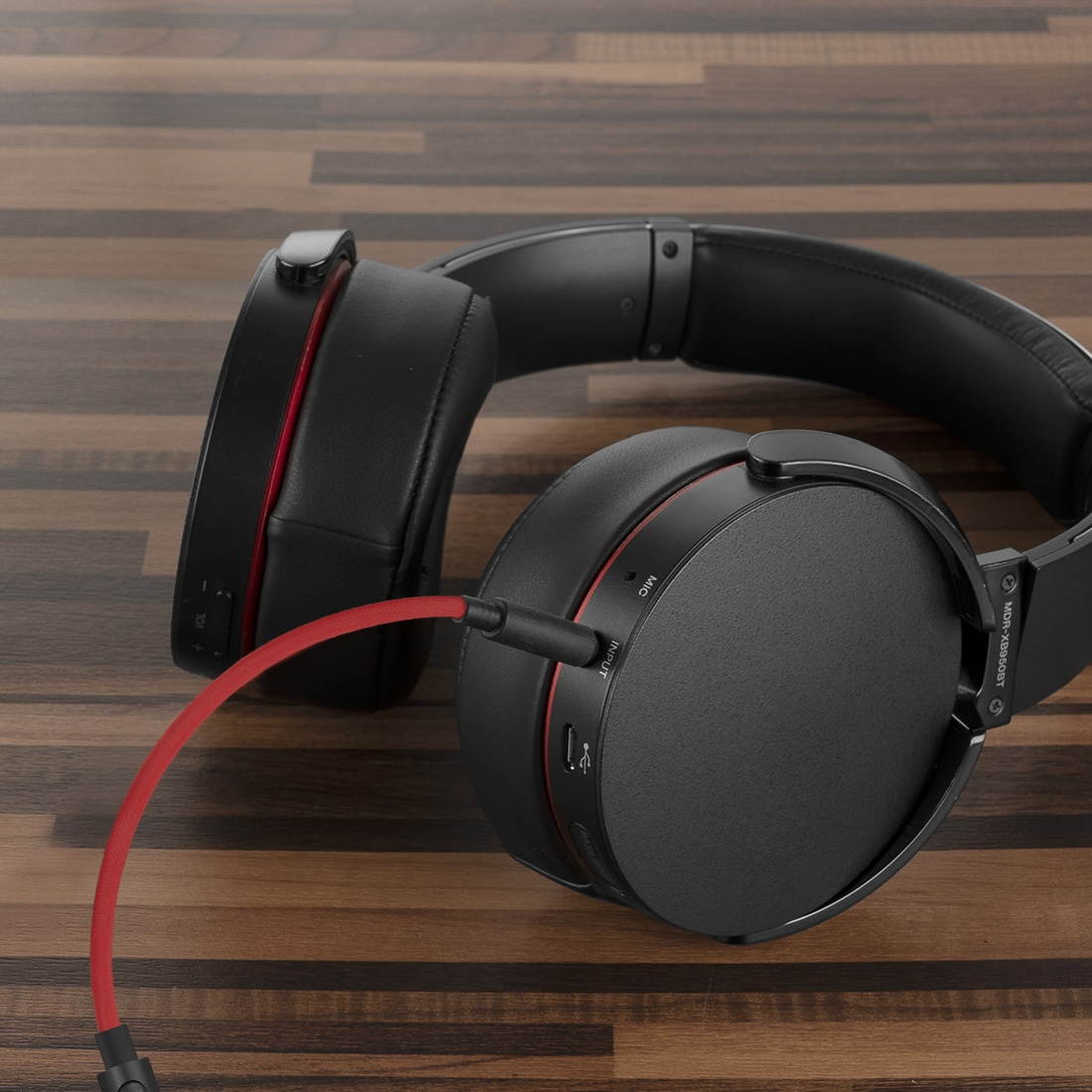 Geekria QuickFit Audio Cable with Mic for SONY MDR-XB950BT, XB650BT, WH-XB900N, WH-H900N, WH-H800 Headphones Cable, 3.5mm Replacement Stereo Cord with Microphone and Volume Control (Red 5.6FT)