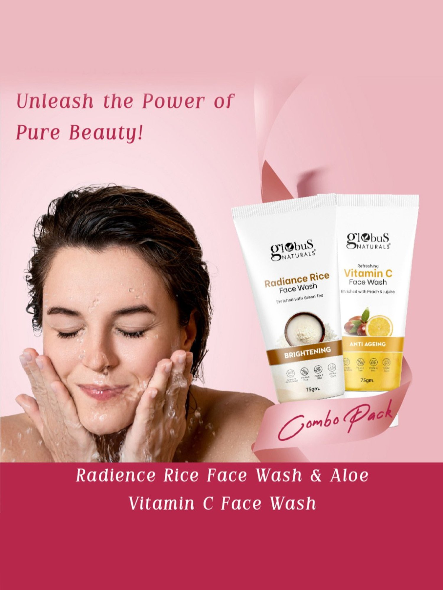 Globus Naturals Radiance Rice & Refreshing Vitamin C Face Wash Combo
