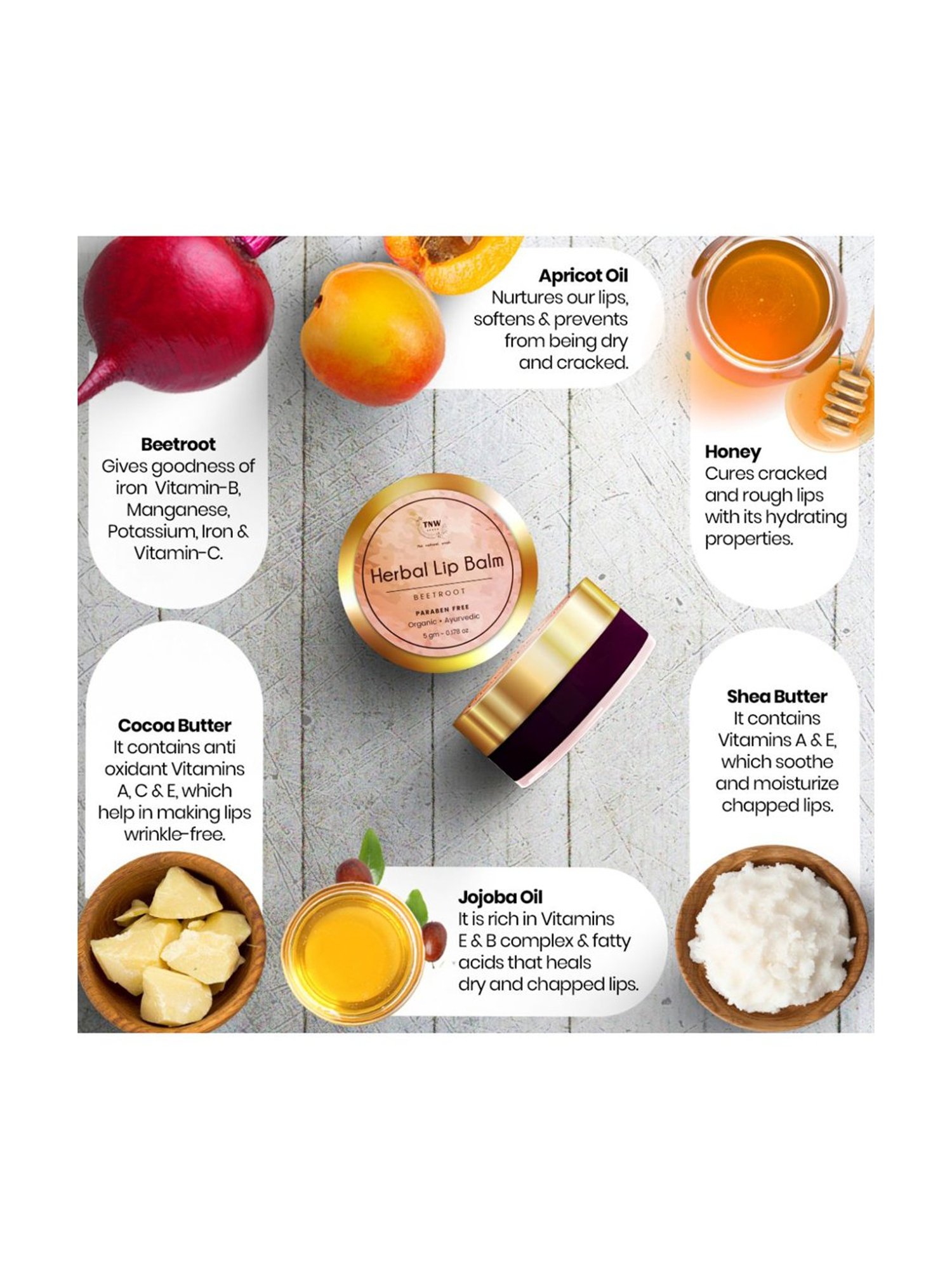 TNW-The Natural Wash Herbal Beetroot Lip Balm - 5 gm