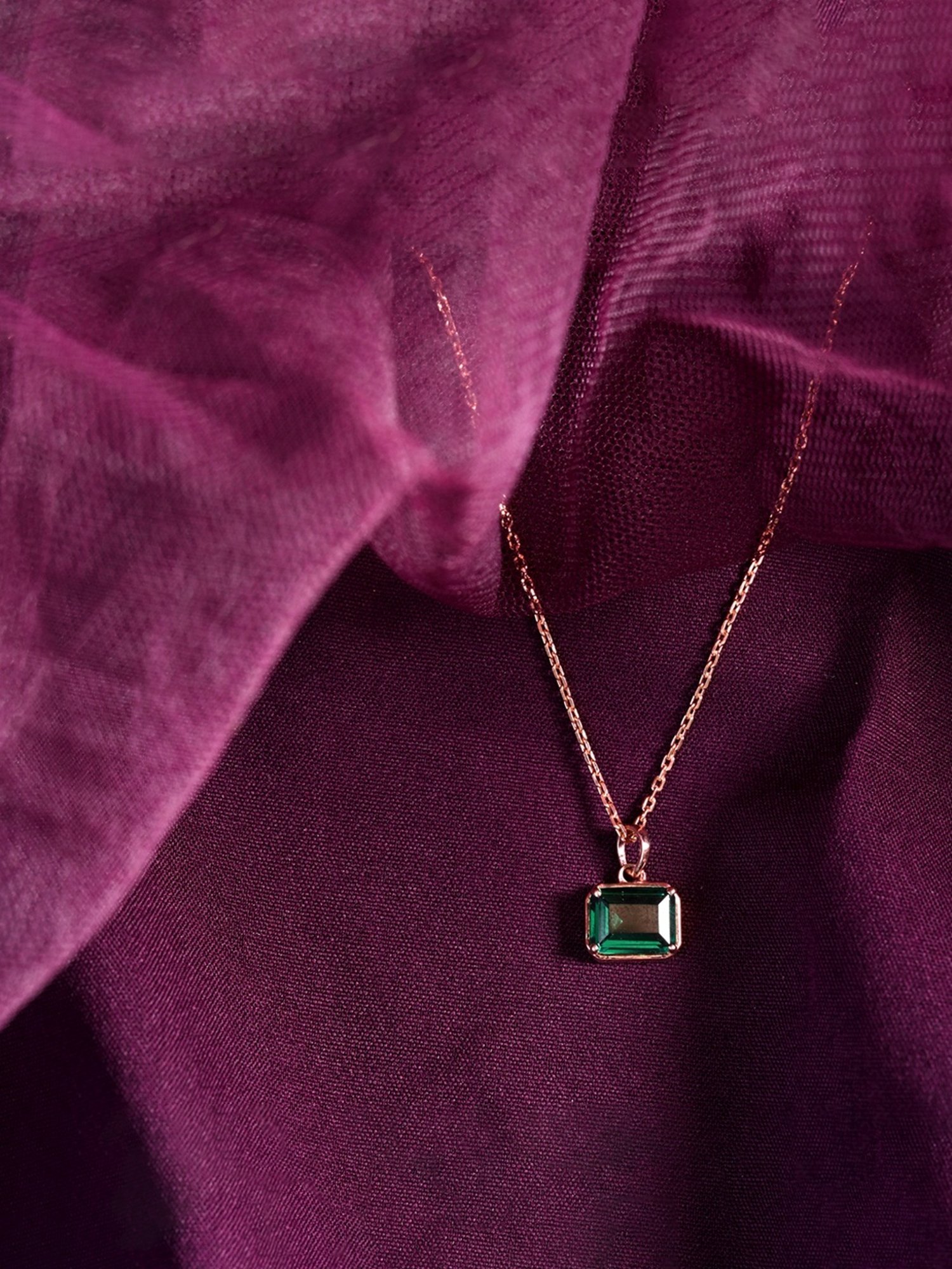 Clara 925 Silver Rose Gold-Plated Swiss Zirconia Celia Pendant with Chain Necklace