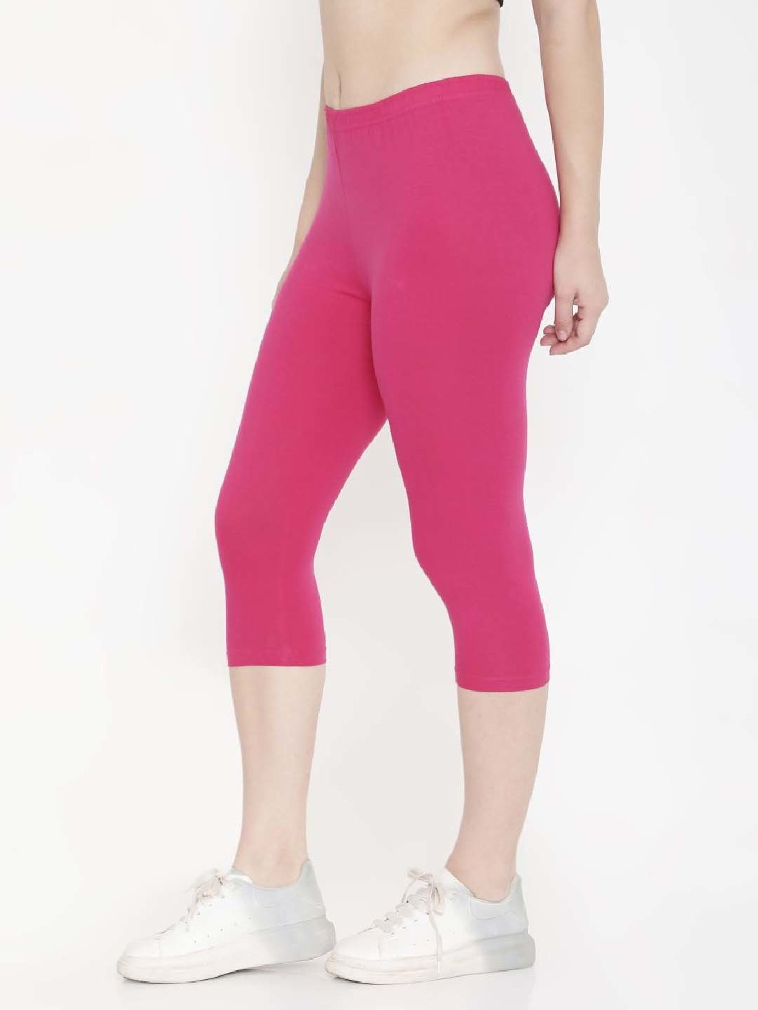 FEELINGS Pink Cotton Plain Capris