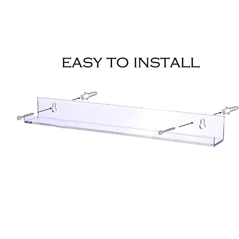 6 Pack 15 Inch Acrylic Invisible Kids Floating Bookshelf for Kids Room,Modern Picture Ledge Display Toy Storage Wall Shelf,Clear