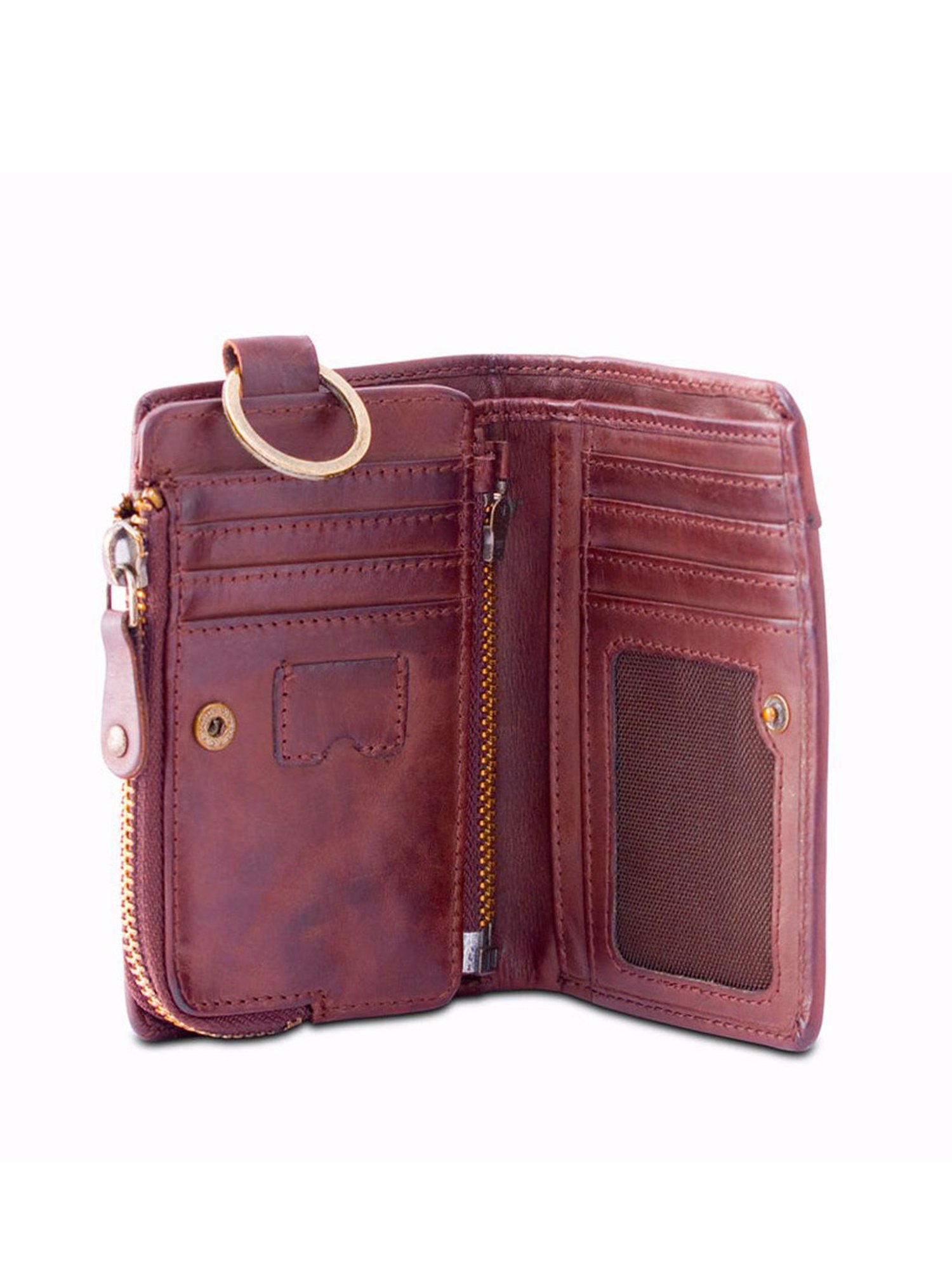 KOMPANERO Harvey Cognac Leather Textured Bi-Fold Wallet