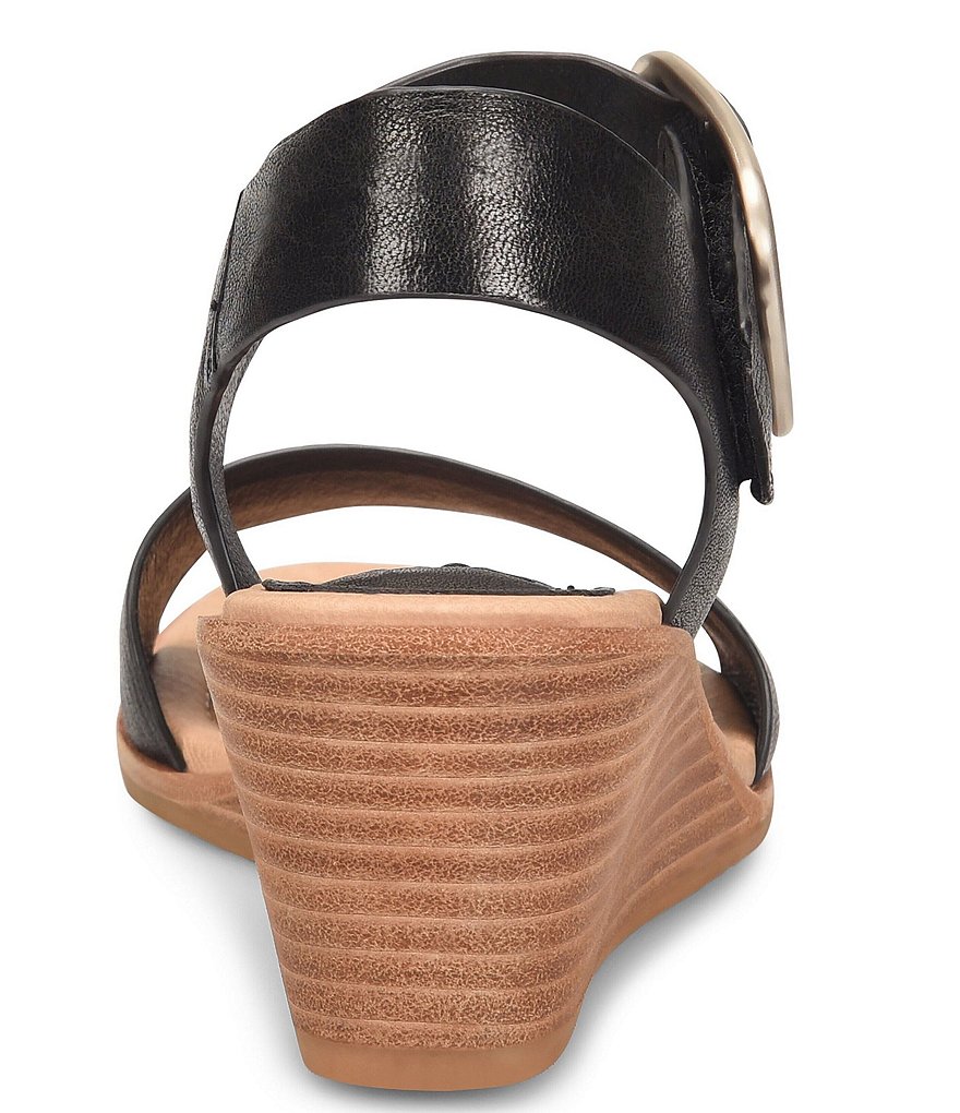 Sofft Greyston Leather Adjustable Buckle Wedge Sandals