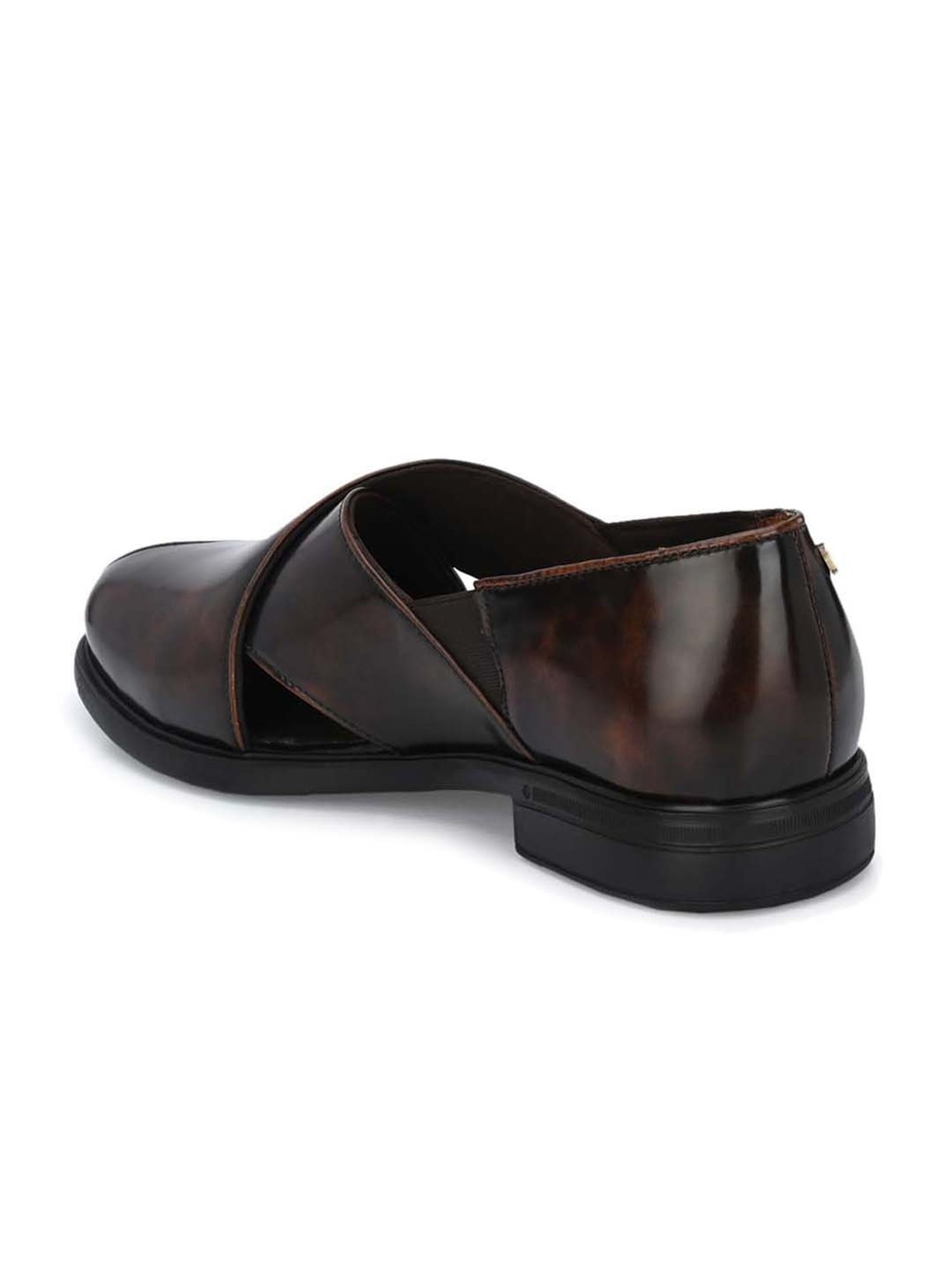 Delize Men's Brown Cross Strap Sandals