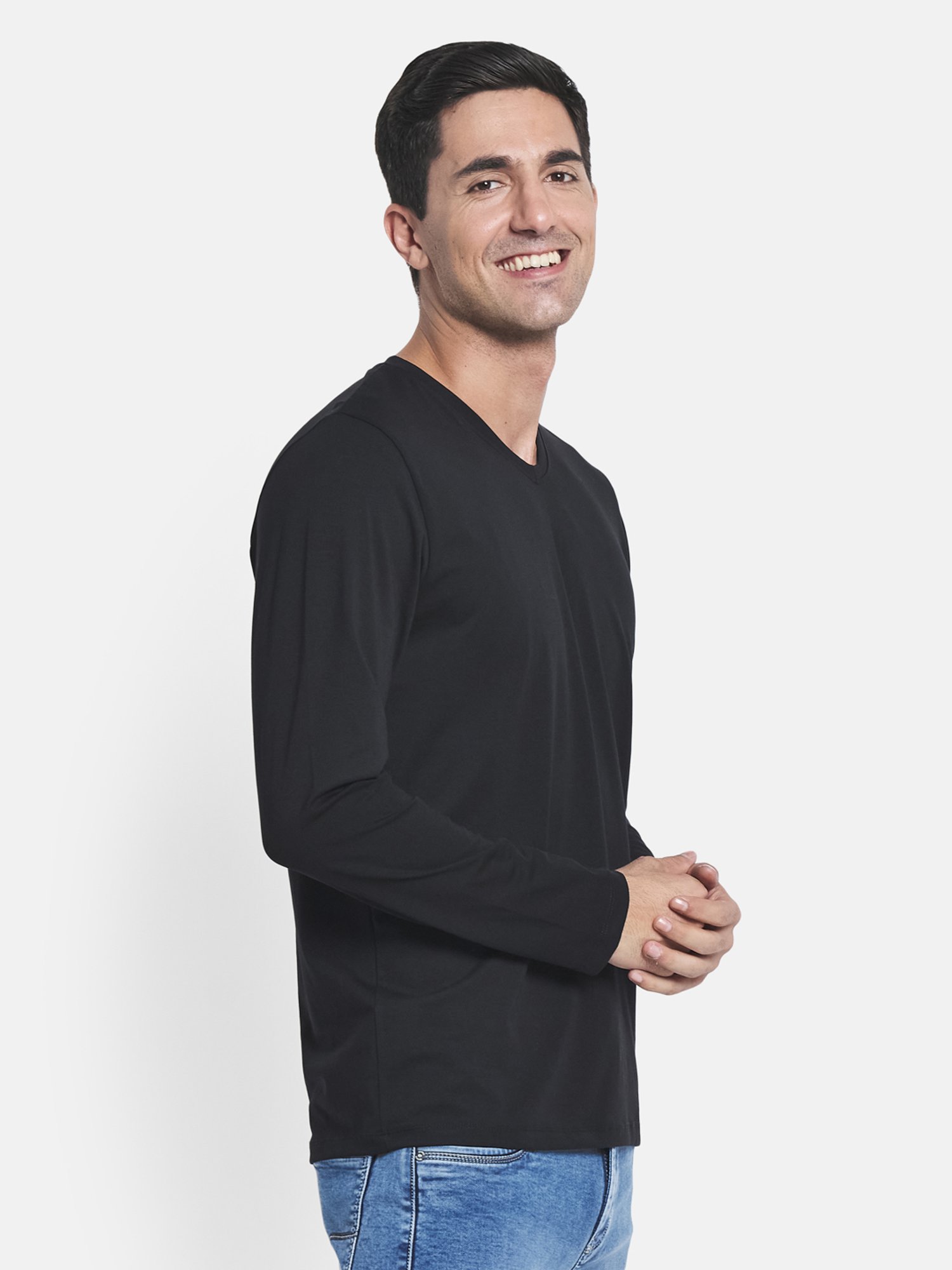 METTLE Black V-Neck T-Shirt