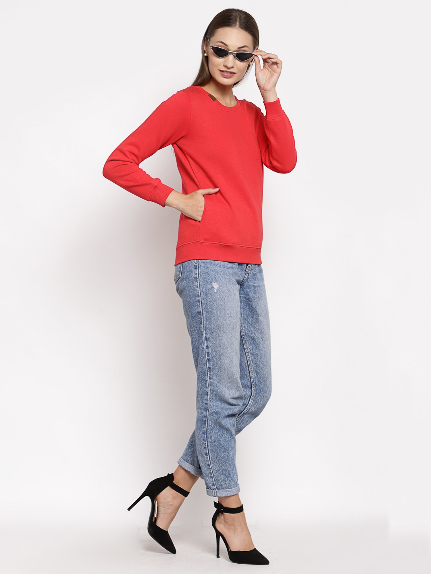 Juelle Red Round Neck Sweatshirt