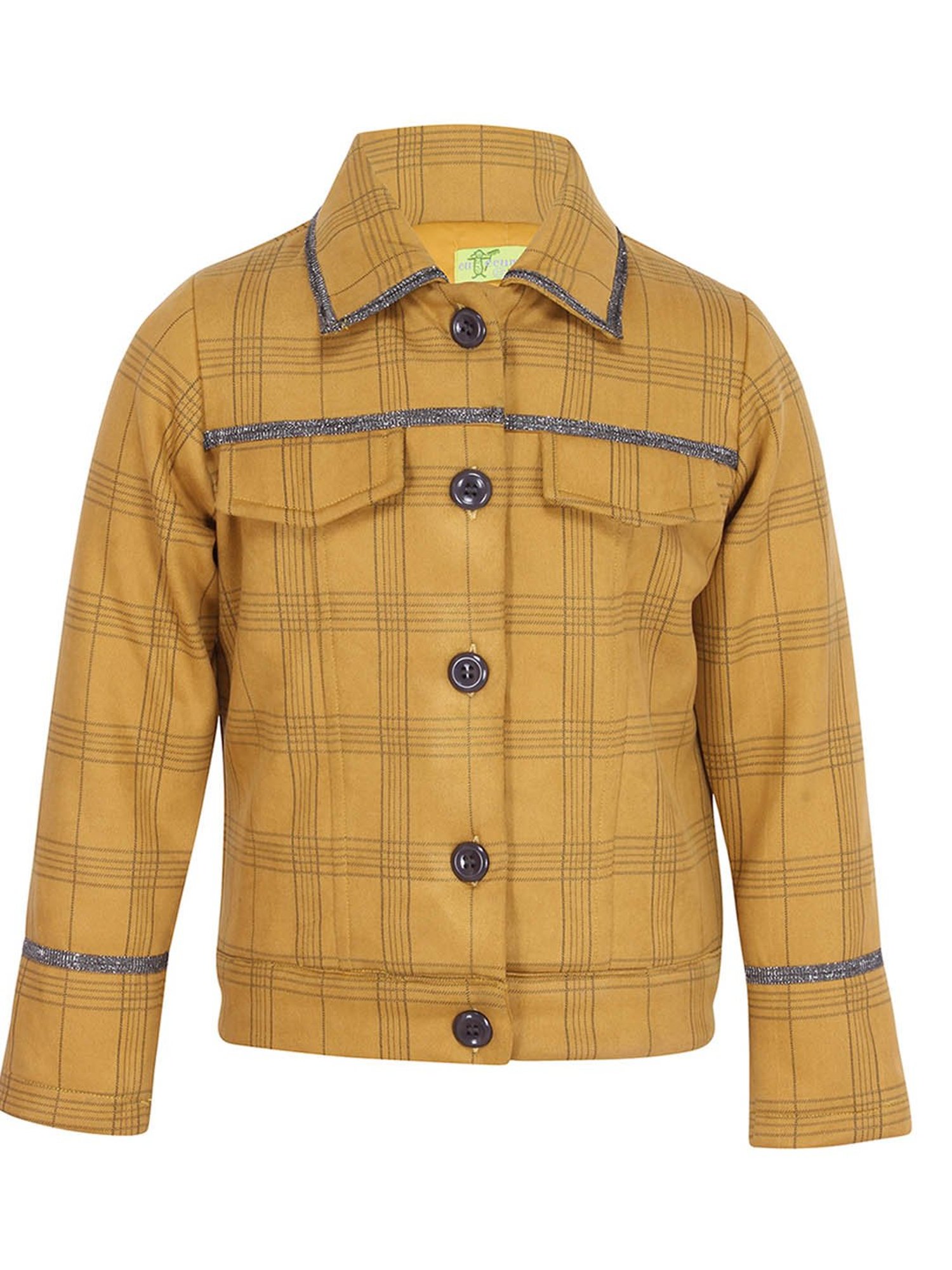Cutecumber Kids Mustard Checks Coat