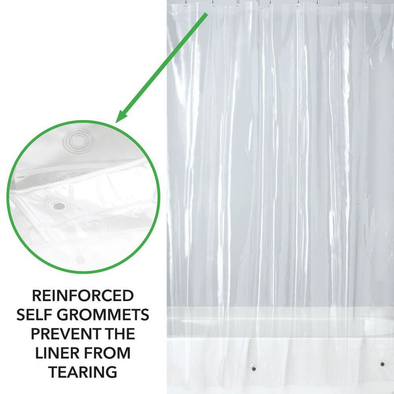 mDesign Waterproof PEVA Shower Curtain Liner, 3 Gauge, 72" x 72", 4 Pack - Clear
